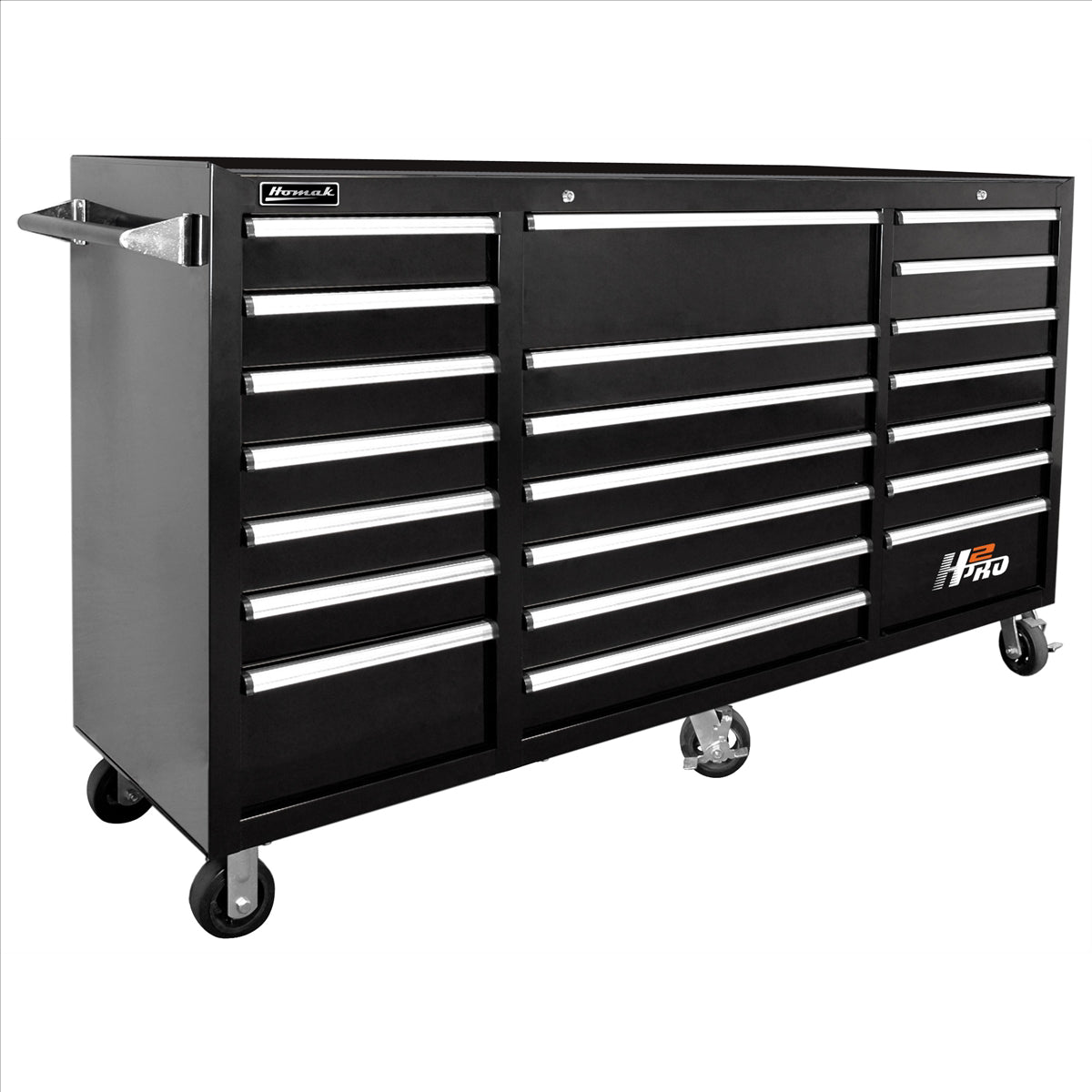 Homak 72 in. H2Pro Series 21 Drawer Rolling Cabinet, Black