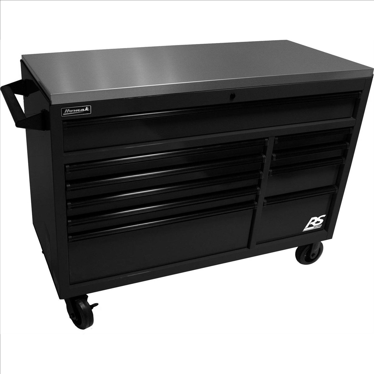 Homak 54" RSPro Rolling Workstation w/Stainless Steel Top Worksurface-Black