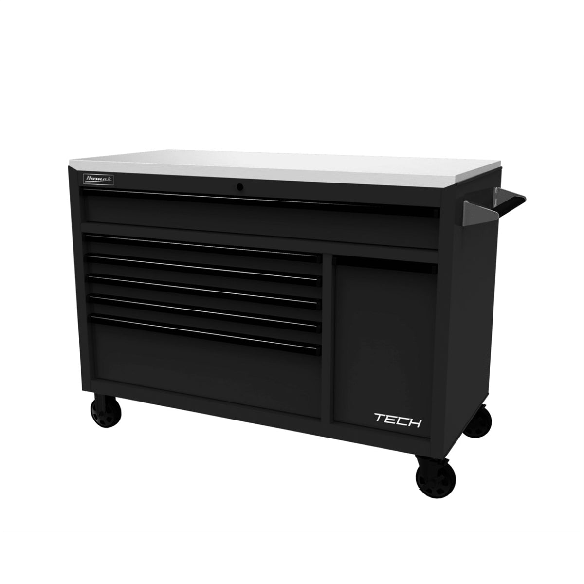 Homak Homak 54" TECH Workstation w/Power Tool Drawer and Stainless Steel Top, Black