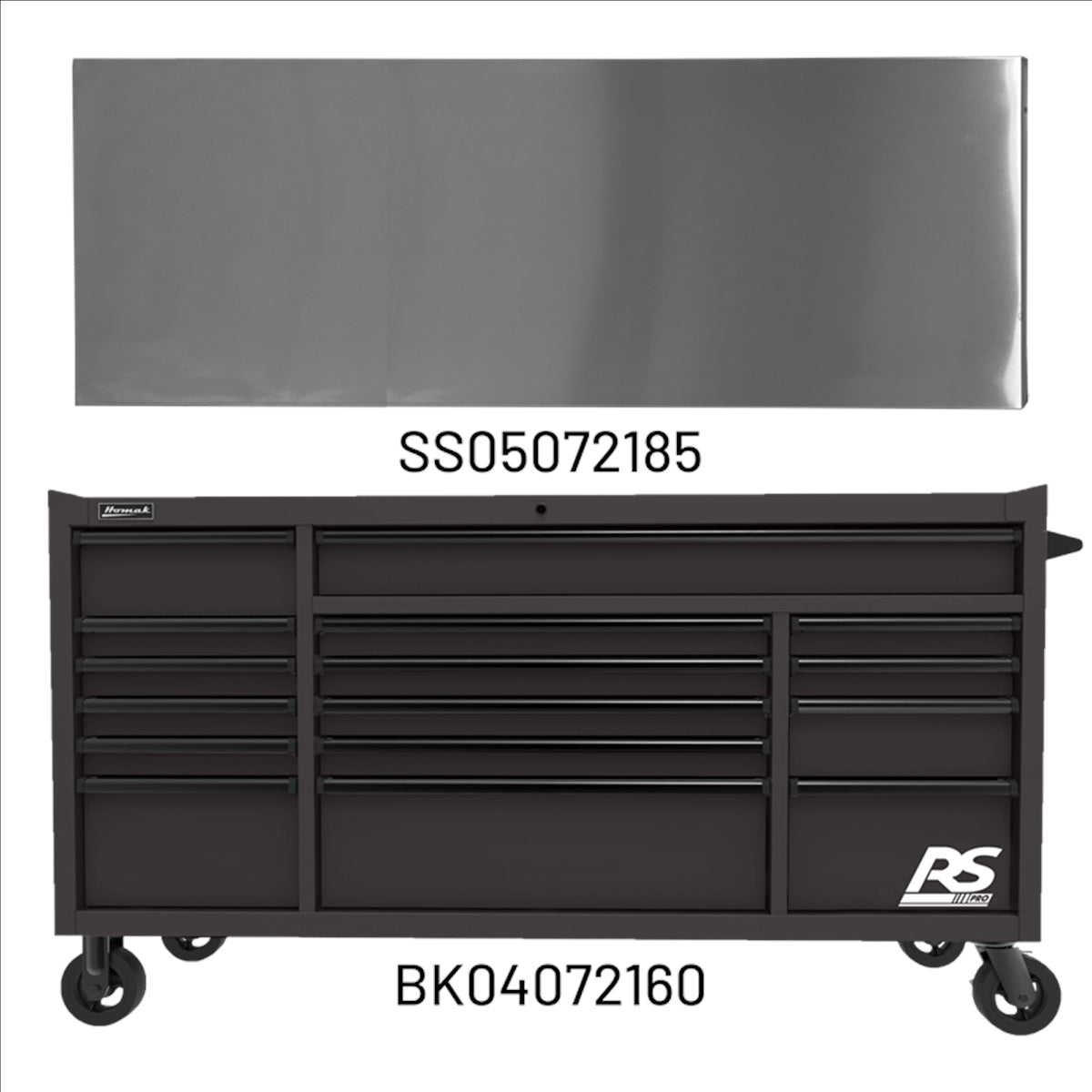 Homak 72 in. RS PRO 16-Drawer Roller Cabinet with 24 in. Depth