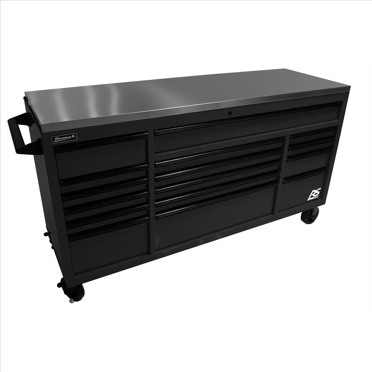 Homak 72" RS Roller Cabinet Black Stainless Steel Top