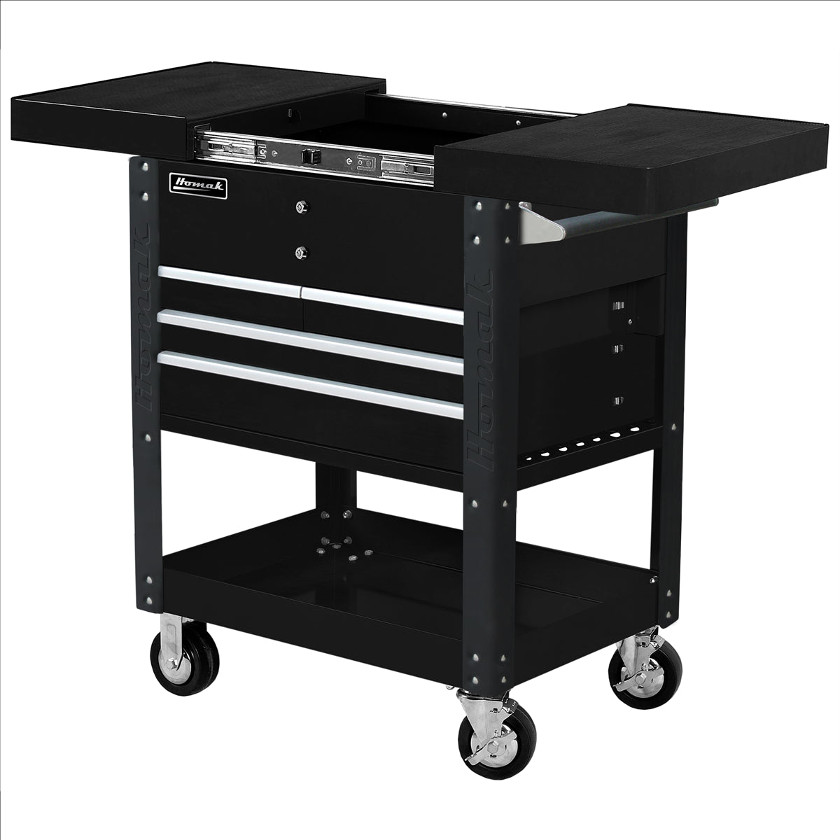 Homak 35" Pro Series 4-Drawer Slide-Top Service Cart Blk