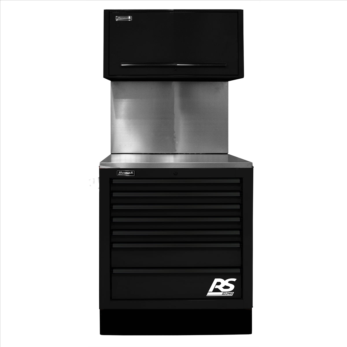 Homak CTS Set 36 in. with Solid Back Splash, Black