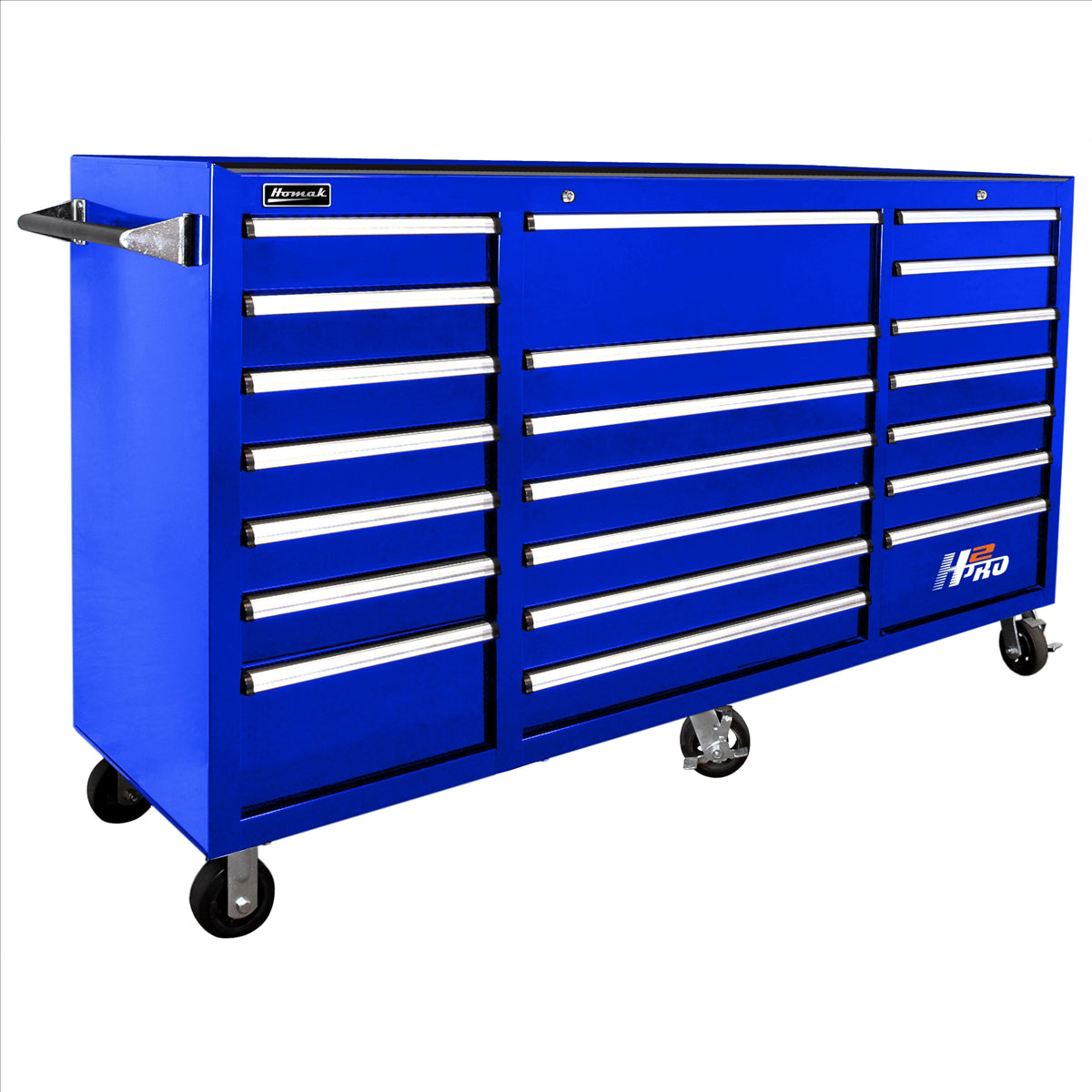 Homak 72 in. H2Pro Series 21 Drawer Rolling Cabinet, Blue