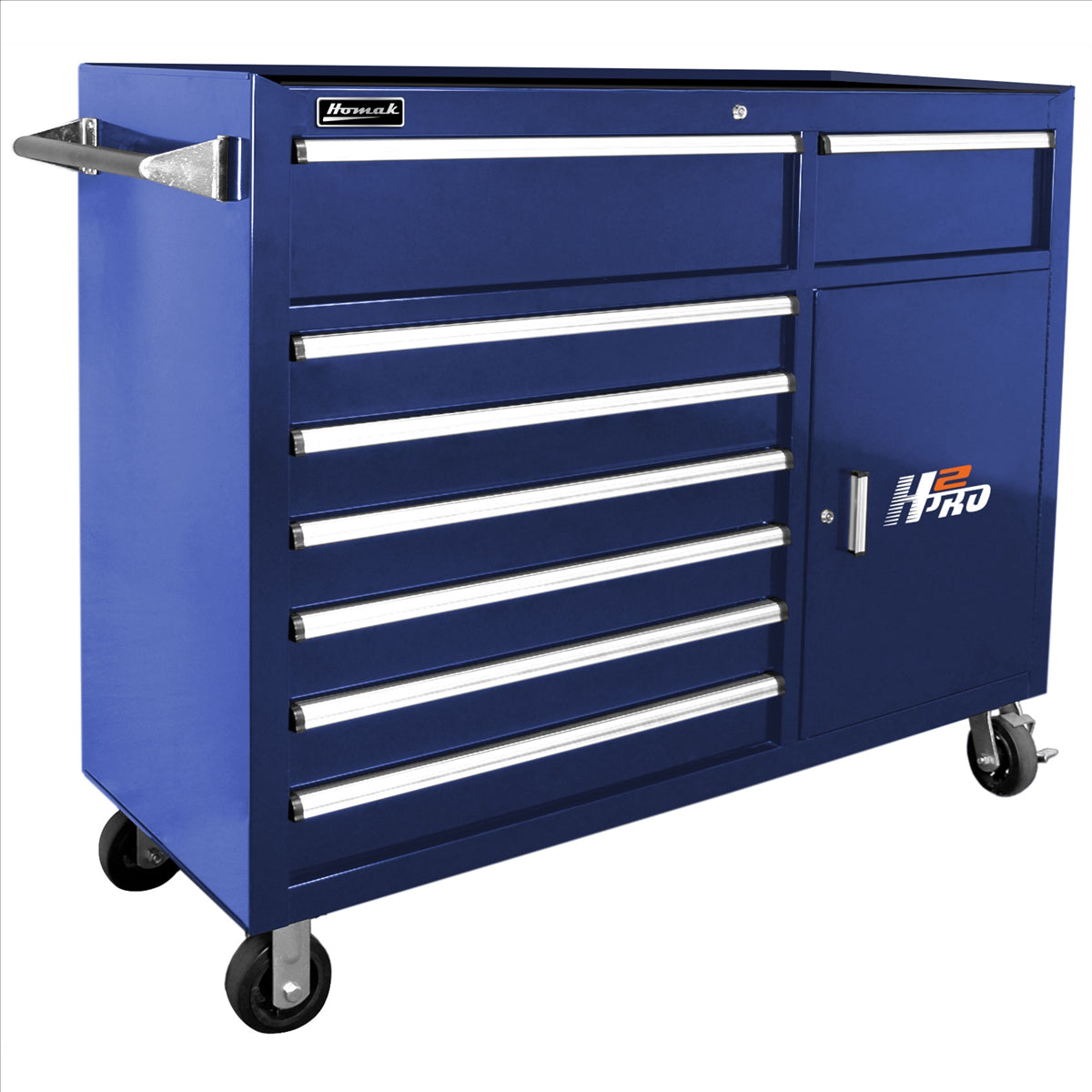 Homak 56 in. H2Pro Series 8 Drawer Rolling Cabinet, Blue