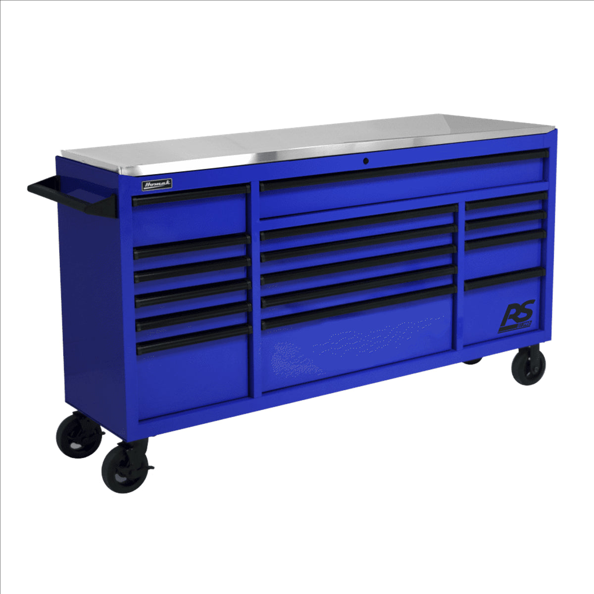 Homak 72" RS Roller Cabinet Blue Stainless Steel Top