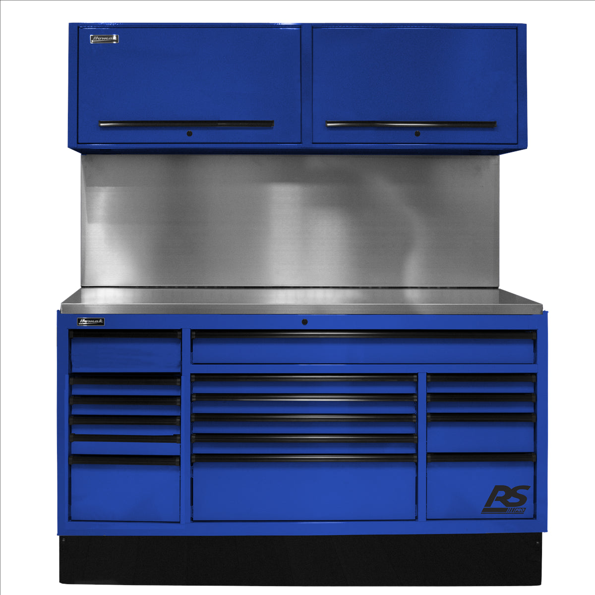 Homak 72 in. CTS Centralized Tool Storage with Solid Back Splash Set, Blue