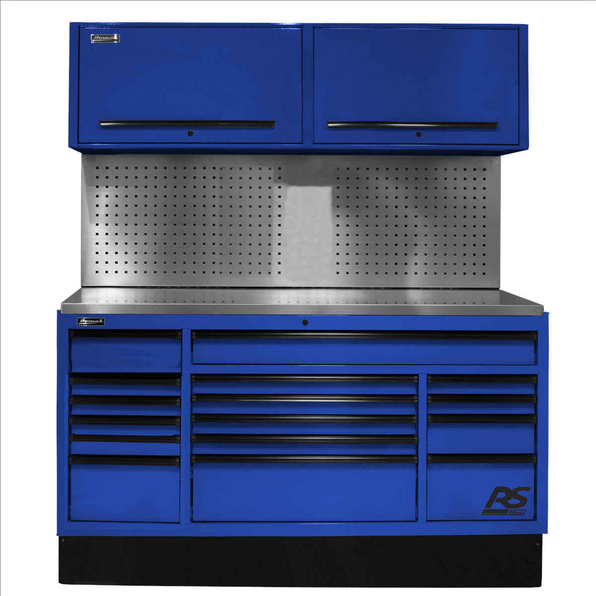 Homak 72 in. CTS Centralized Tool Storage with Tool Board Back Splash Set, Blue