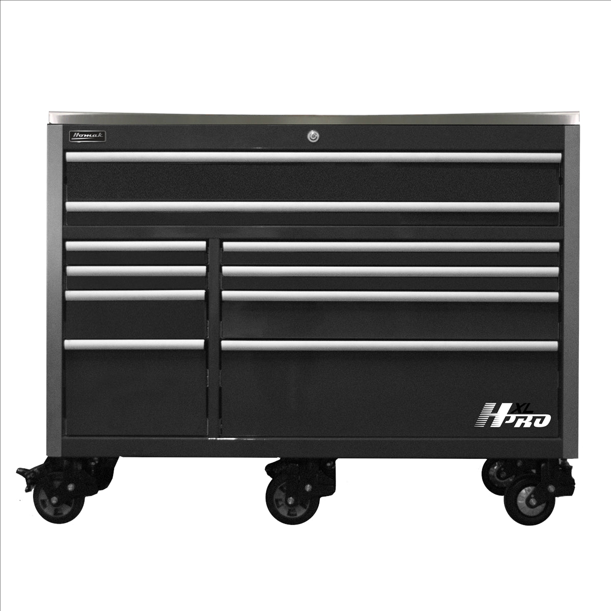 Homak 60 in. HXL 10-Drawer Roller Cabinet - Black