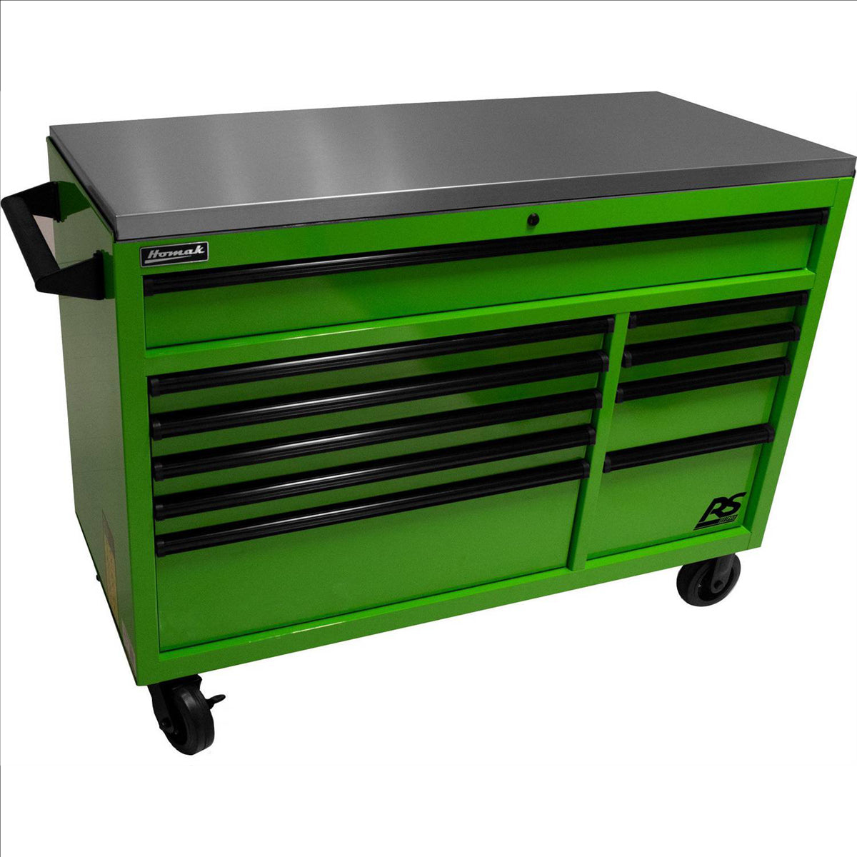 Homak 54" RSPro Rolling Workstation w/Stainless Steel Top Worksurface-Lime Green