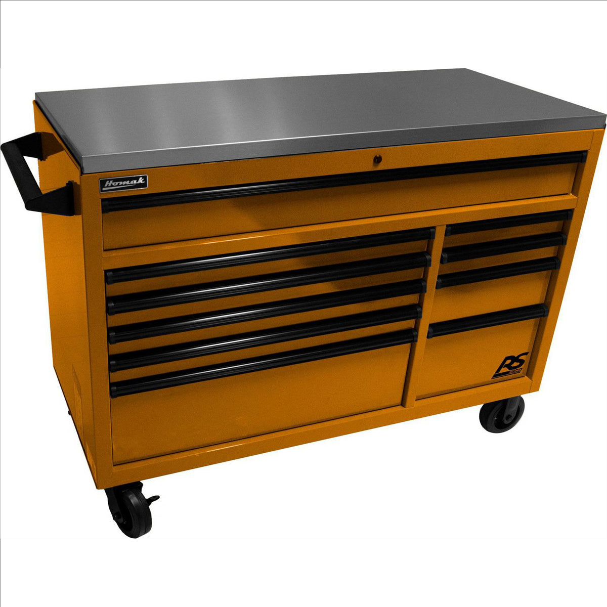 Homak 54" RSPro Rolling Workstation w/Stainless Steel Top Worksurface-Orange
