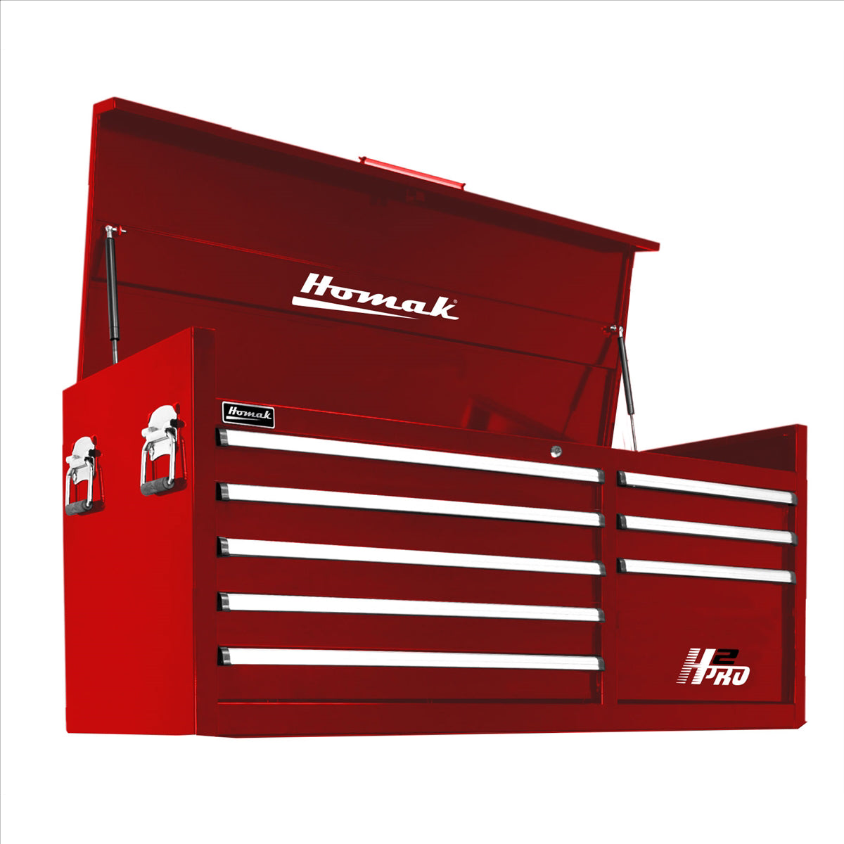 Homak 56 in. H2Pro Series 8 Drawer Top Chest, Red