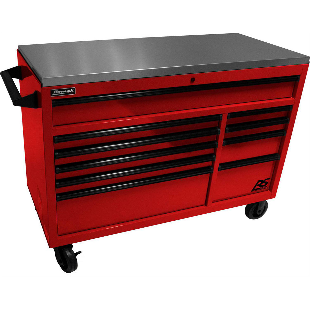 Homak 54" RSPro Rolling Workstation w/Stainless Steel Top Worksurface-Red