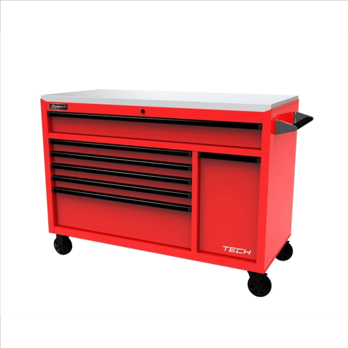 Homak Homak 54" TECH Workstation w/Power Tool Drawer and Stainless Steel Top, Red