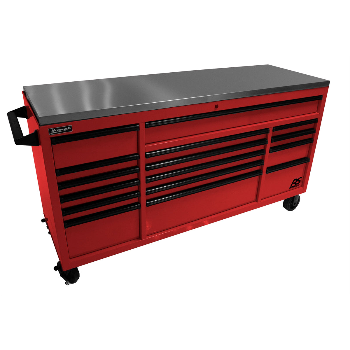 Homak 72" RS Roller Cabinet Red Stainless Steel Top