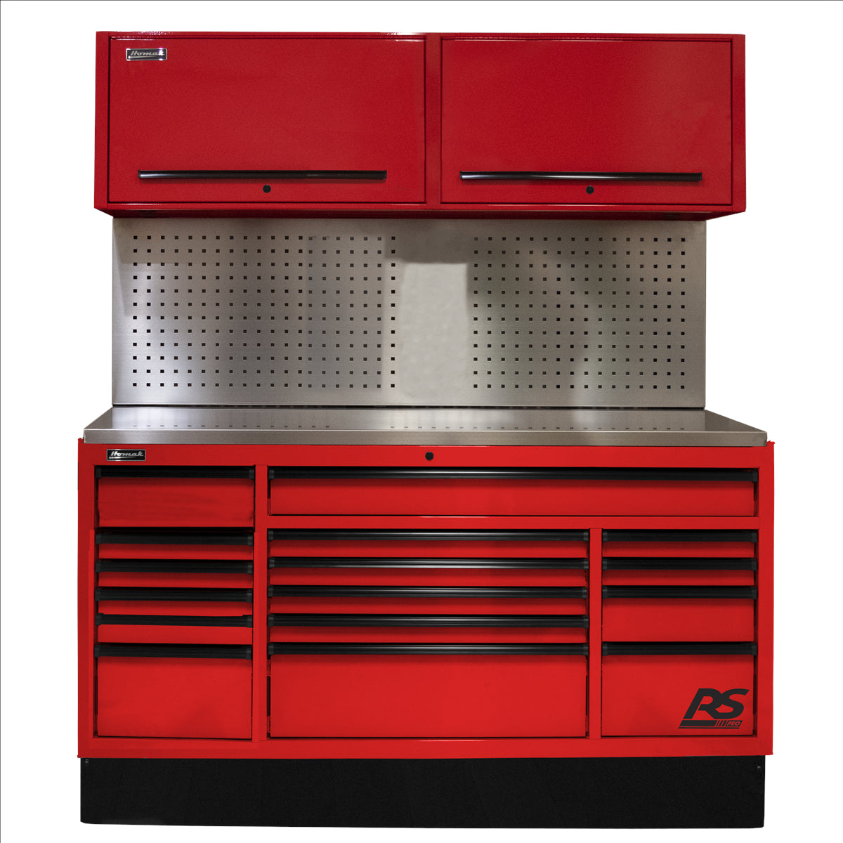 Homak 72 in. CTS Centralized Tool Storage with Tool Board Back Splash Set, Red