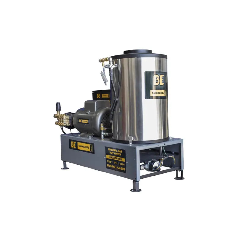 BE Power 2,700 PSI 4.6 GPM 7.5 HP Hot Water Pressure Washer with Baldor Motor and AR Triplex Pump - HW2775E3CNG