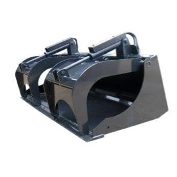 A black Industrial Material Grapple for Skid Steer with a bolt-on cutting edge, independent grapples, and 2.5" x 10" industrial cylinders, shown at a three-quarter angle.