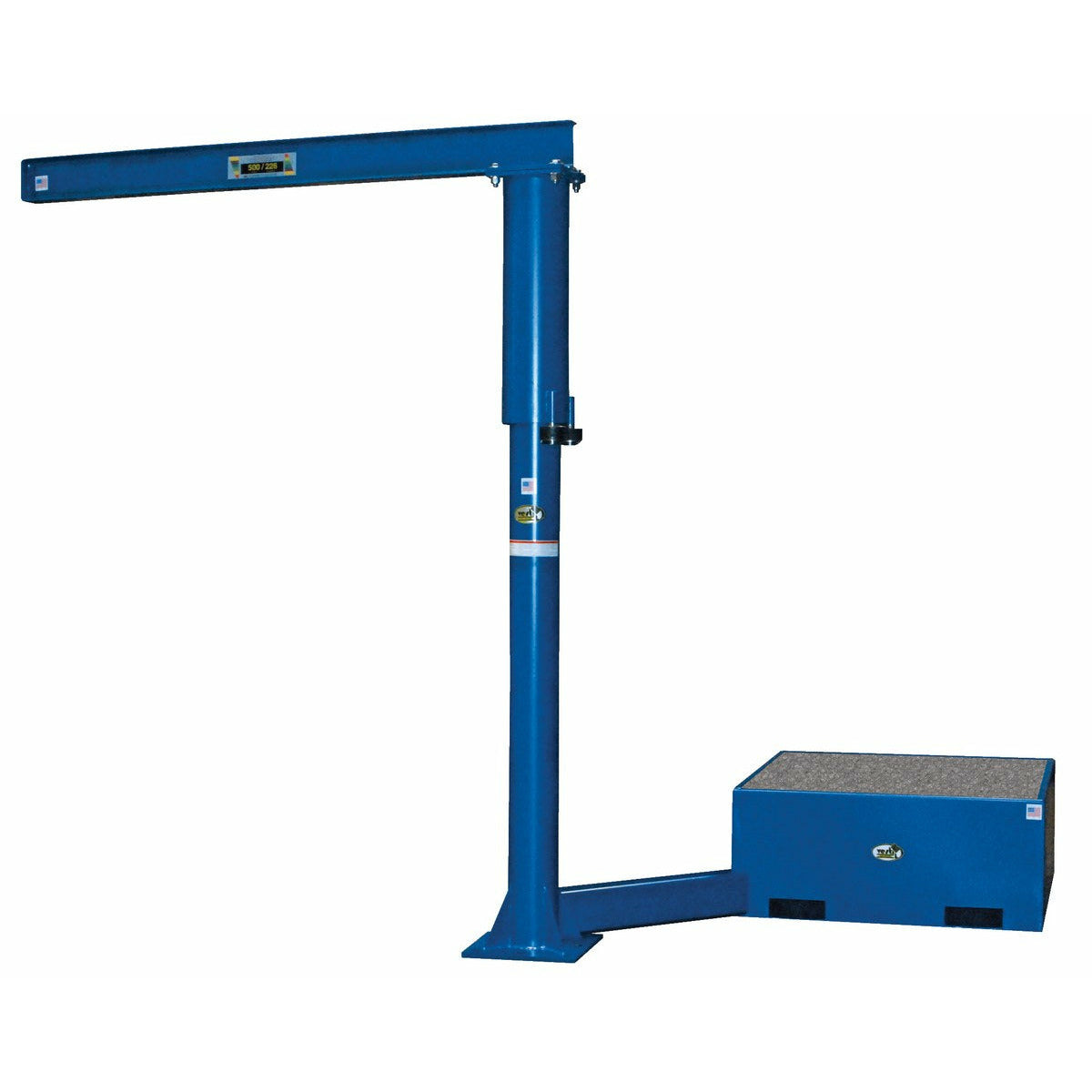Vestil Steel Portable Offset Jib Crane with Filled Base 8 Ft. I-Beam 1000 Lb. Capacity Blue-JIB-CBX-100-8-10-BC