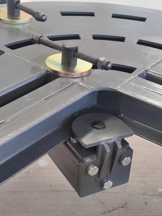 A close-up of the Katool KT-299U frame's rectangular grid pattern, showing the precision of its CNC-cut holes. The image highlights the platform's innovative design that eliminates dead spots.