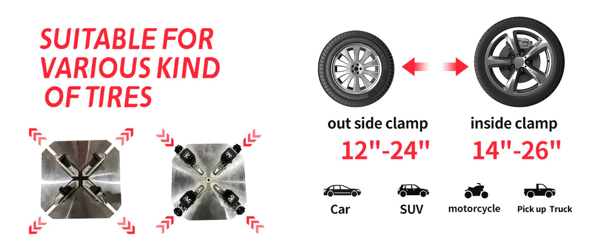 A close-up of the bead breaker on the Katool KT-T830 tire changer. An arrow points to the steel body and the text notes the high-quality, durable materials used for the machine's construction.