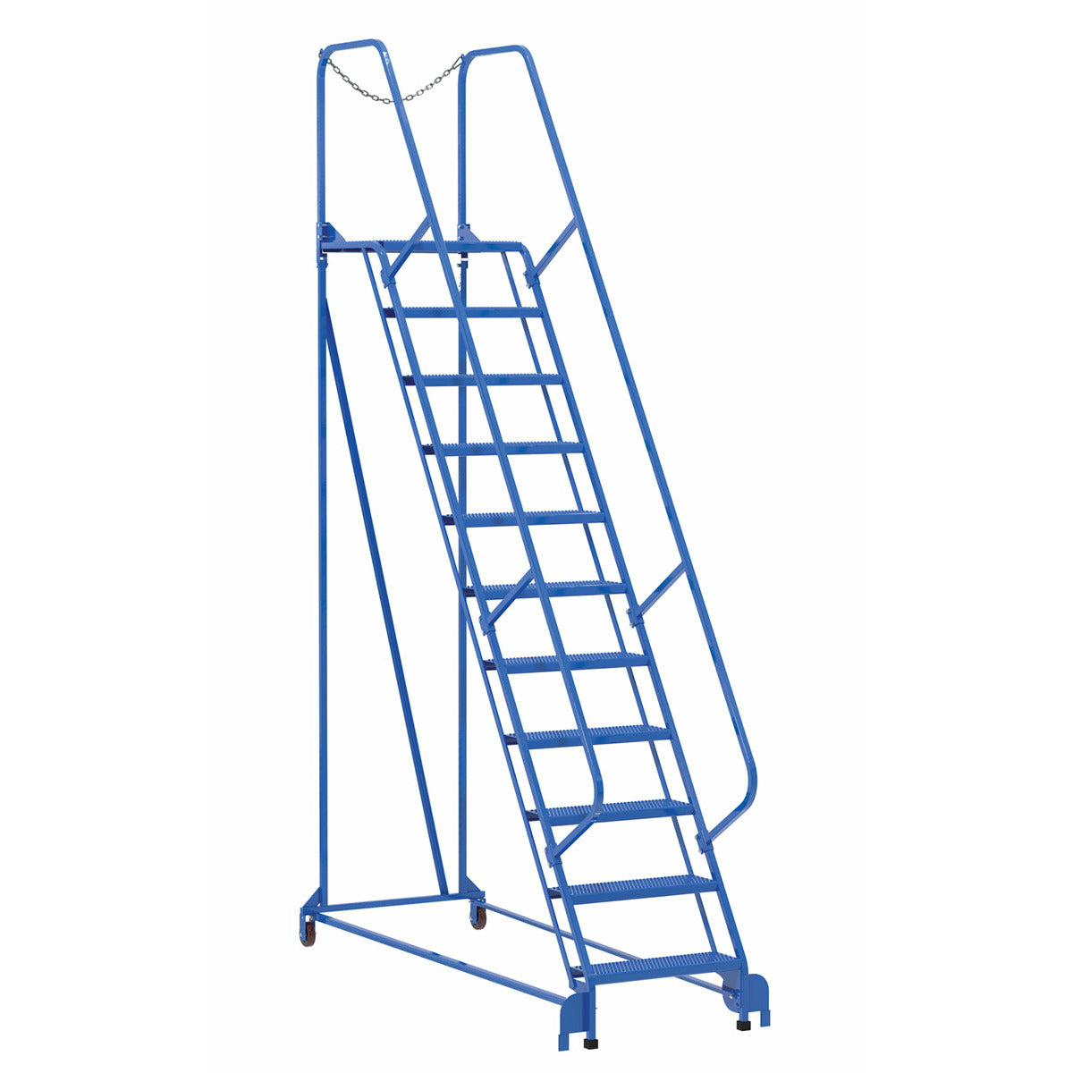 Vestil Steel Maintenance Ladder 58 Degree 11 Perforated 24 In. Step Width 350 Lb. Capacity Blue- LAD-MM-11-P