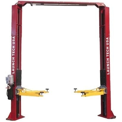Launch Tech USA TLT240SC 9,000 lb Two Post Clear Floor - Asymmetric - RED TLT240SC-R