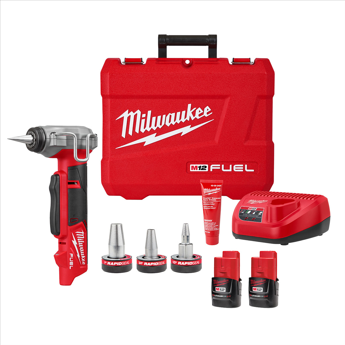 Milwaukee M12 FUEL ProPEX Expander Kit w/ 1/2"-1" RAPID SEAL ProPEX Expander Heads 2532-22