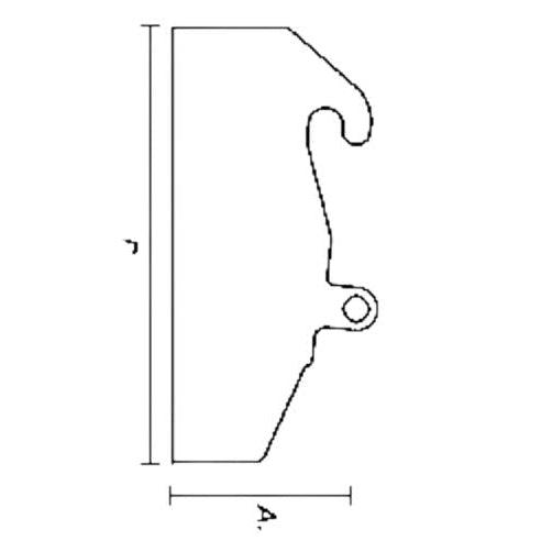 A line drawing of a JRB 416 or 418 narrow and deep mount plate, with some dimensions shown.