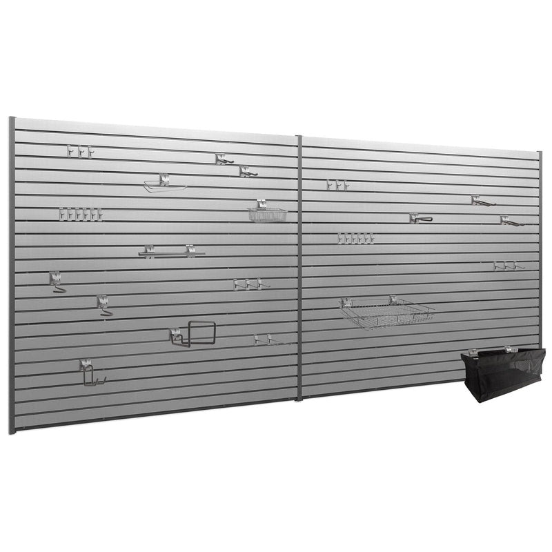 NewAge PVC Slatwall 80 SQ. FT. with 40-Piece Accessory Kit