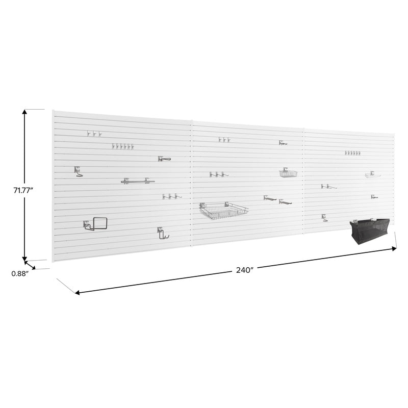 NewAge PVC Slatwall 120 SQ. FT. with 40-Piece Accessory Kit