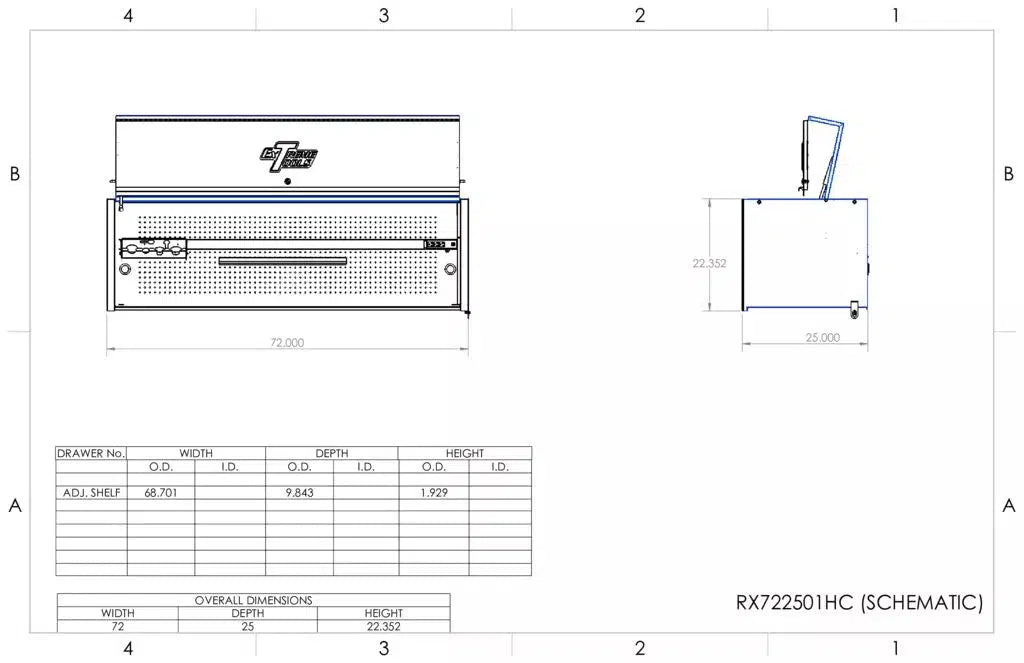 Extreme Tools RX Series 72"W x 25"D Extreme Power Workstation Hutch