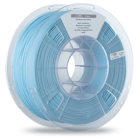 A front view of a CreatBot S-Blue Quick-Remove Support 3D printer filament spool in a light blue color.