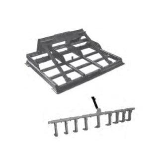 A black Skid-Steer Land Plane without a mesh, featuring a heavy-duty frame and a separate optional scarifier component.