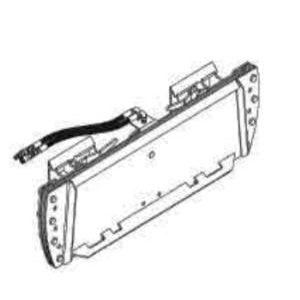 A black and white line drawing of a Slope-Tach for skid-steer loaders, showcasing the hydraulic cylinders and the universal skid-steer mount.