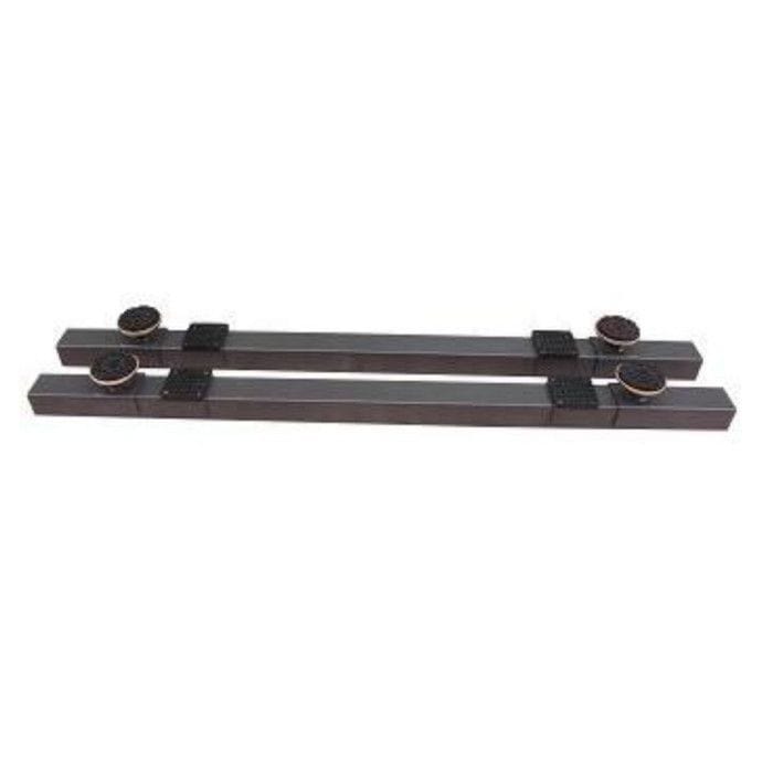 AMGO SX003 Support Leveling Bar & Kit, featuring two long, dark gray metal bars with round black leveling pads, shown against a white background.
