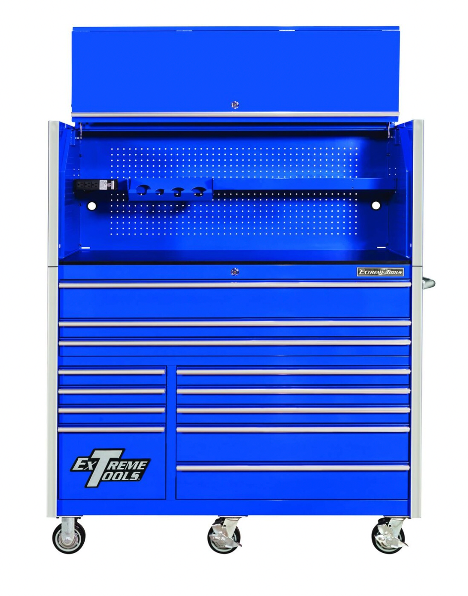 Extreme Tools RX Series 55" Professional Hutch & 12 Drawer Roller Cabinet Combo