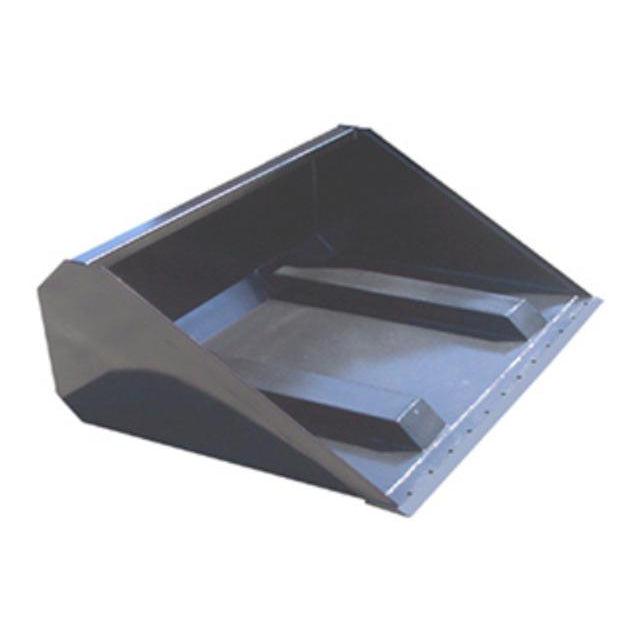 A gray Telehandler Extended Fork Slot Bucket with a 3/4" x 6" weld-on edge and 1/2" x 3" wear strips, shown at a slight angle.