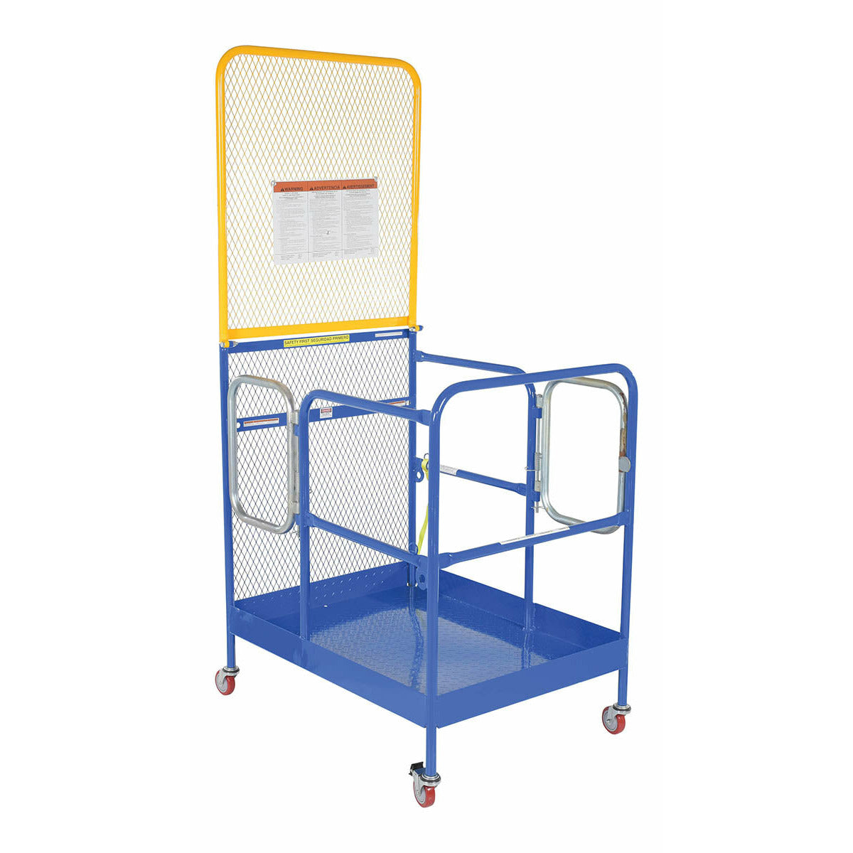 Vestil Steel Work Platform With Casters, 2 Door Entry, and 84 In. Expanded Back 36 In. x 48 In. 1,000 Lb. Capacity Blue- WP-3648-CA-84B-DD