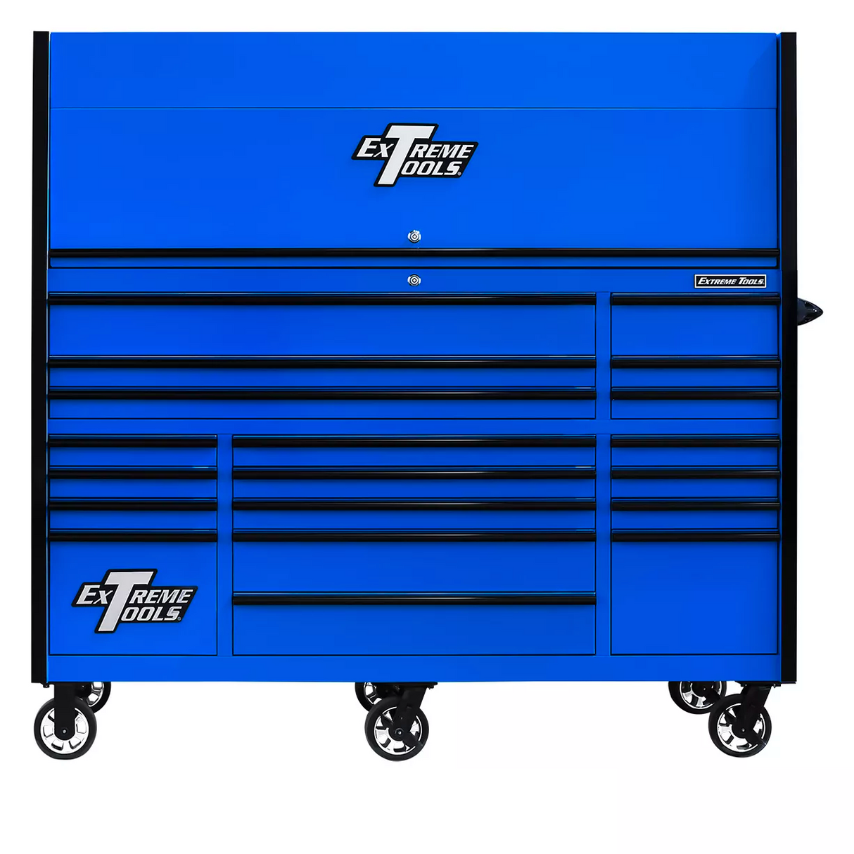 Extreme Tools RX Series 72"W x 30"D Professional Hutch & 19 Drawer Roller Cabinet w/ 250lbs Slides Combo