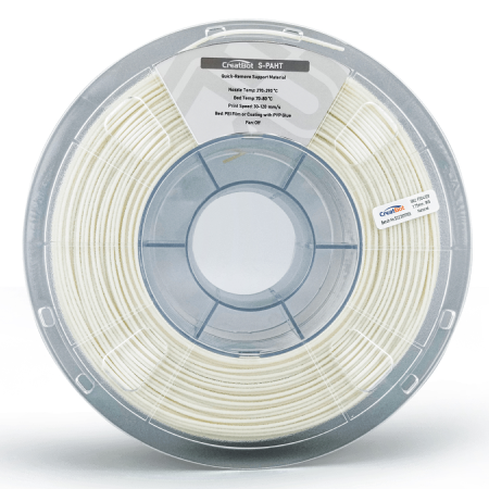 A spool of CreatBot S-PAHT support material 3D printer filament in a natural white color, designed for easy removal without water or solvents.