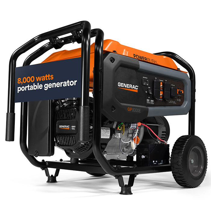 Generac Portable Generator, 8000W | Electric Start with COsense | 49ST/CSA