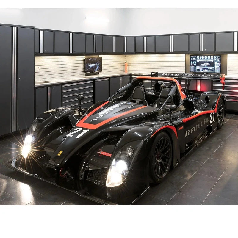 NewAge Pro 3.0 Series 9-Piece Cabinet Set With Wall, Base, Tool Drawer Cabinet, Lockers, Utility Cart and 84 in. Worktop