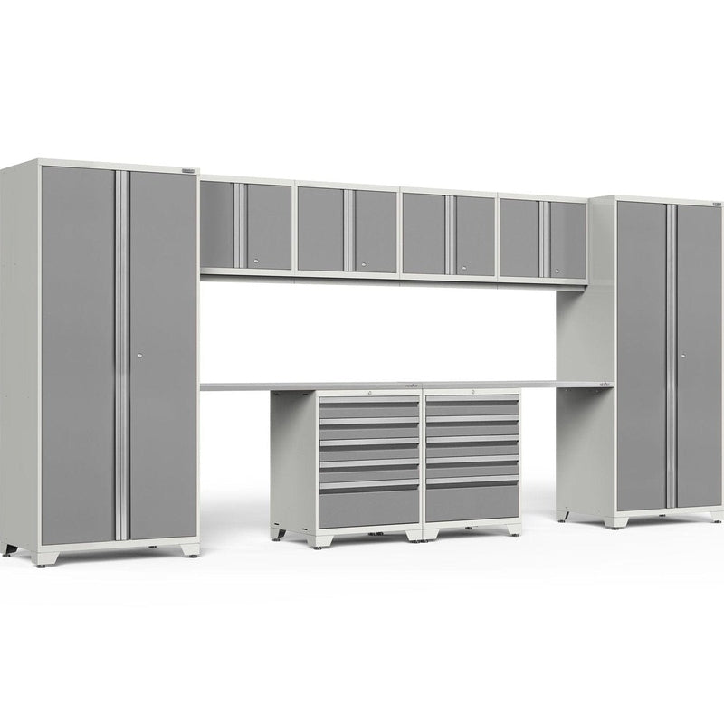 NewAge Pro Series 10 Piece Cabinet Set with Lockers, Wall, Tool Drawer Cabinets, and 56 in. Worktop