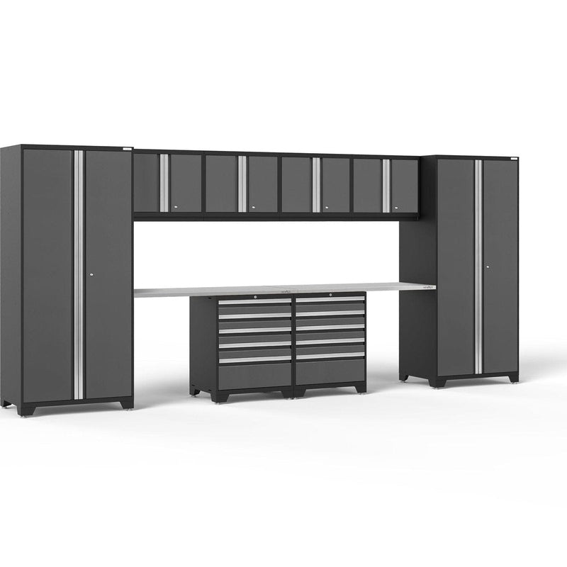NewAge Pro Series 10 Piece Cabinet Set with Lockers, Wall, Tool Drawer Cabinets, and 56 in. Worktop