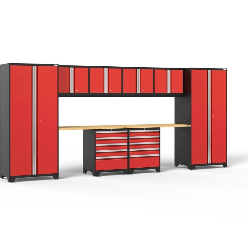NewAge Pro Series 10 Piece Cabinet Set with Lockers, Wall, Tool Drawer Cabinets, and 56 in. Worktop