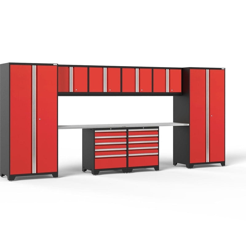 NewAge Pro Series 10 Piece Cabinet Set with Lockers, Wall, Tool Drawer Cabinets, and 56 in. Worktop