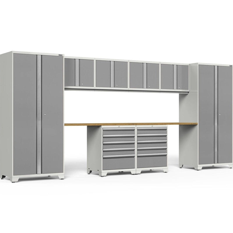 NewAge Pro Series 10 Piece Cabinet Set with Lockers, Wall, Tool Drawer Cabinets, and 56 in. Worktop