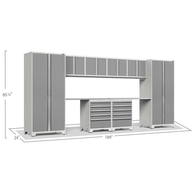 NewAge Pro Series 10 Piece Cabinet Set with Lockers, Wall, Tool Drawer Cabinets, and 56 in. Worktop