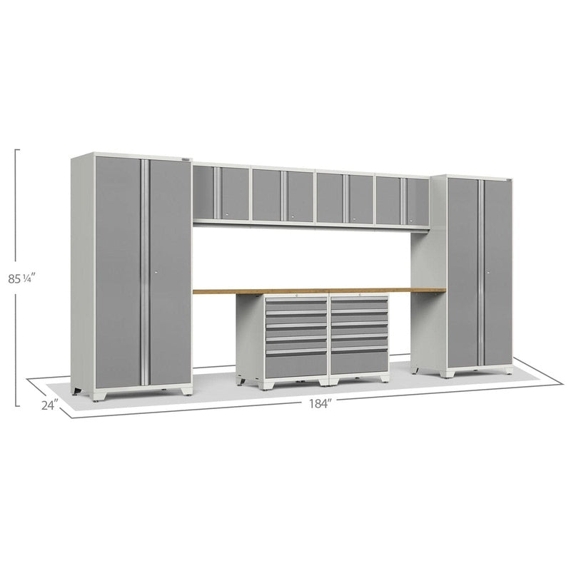NewAge Pro Series 10 Piece Cabinet Set with Lockers, Wall, Tool Drawer Cabinets, and 56 in. Worktop